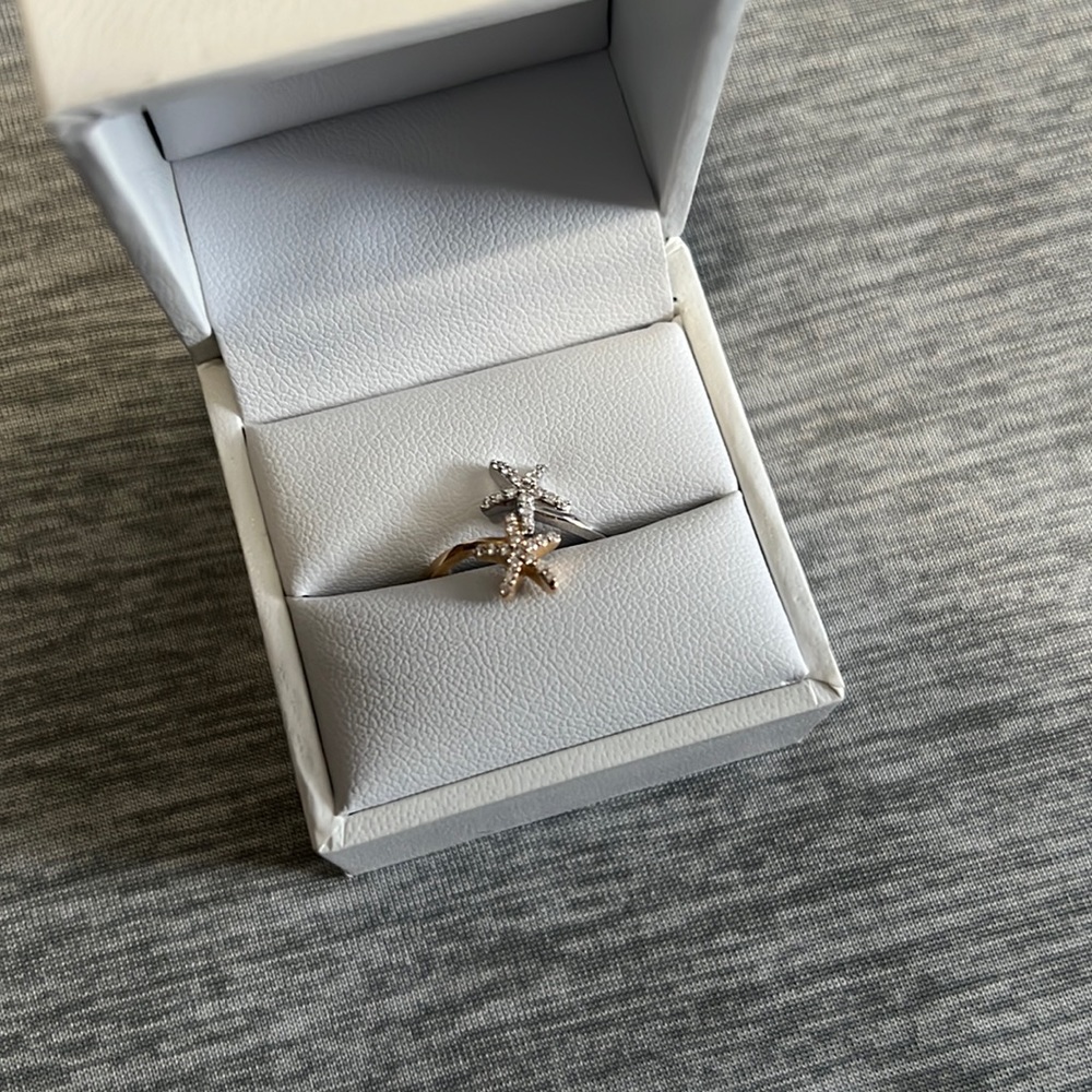 Effy Starfish Two Tone Diamond Ring Size 8